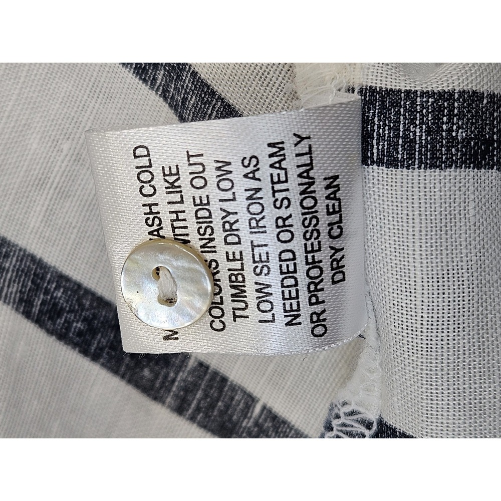 Hester & Orchard Linen Blend Top Striped Blue White Large 3/4 Sleeves - Picture 8 of 9
